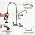 thumbnail image 3 of WOWOW 21 in. Wall Mount Triple Handle Pull Down Sprayer Kitchen Faucet with Pre-Rinse Sprayer with Advanced Spray in Brushed Nickel, 3 of 6