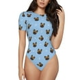 thumbnail image 2 of Uemuo french Bulldog Face Pattern Women's One Piece Short Sleeve Swimsuit Rash Guard Surfing Modest Quick-drying Swimsuit Beach Essentials-X-Large, 2 of 9