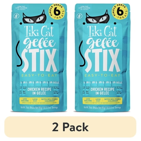 (2 pack) Tiki Cat Stix Gelee Wet Cat Treats Chicken 3 oz. Pouch