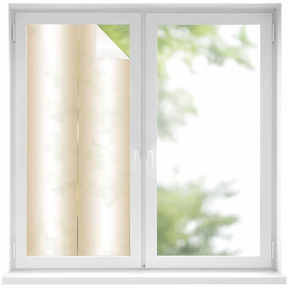 Beige Gradient Window Privacy Film Countryside Farmhouse Abstract Decorative Glass Window Film UV Blocking Static Cling Non-Adhesive Sticker Covering for Home Door 17.7 x 39.3 inches