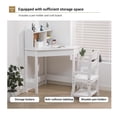 thumbnail image 6 of Kids Study Desk and Chair Set, White Corner Table with Adjustable Chair, Hutch, Cork Bulletic Board, Pen Holders, Small Art Table Homework Table Set for Children for Home School, 6 of 9