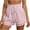Pink, variant on Costeam Womens Elastic High Waist Lace Trim Shorts with Drawstring and Scalloped Hem Casual Summer Beach Shorts