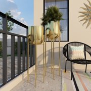 CosmoLiving by Cosmopolitan 39, 46H Tall Dome Gold Metal Planter with Removable Stand (2 Count)