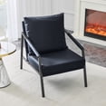 thumbnail image 3 of Ciphrias Accent Chair 26.4 Inch Black Faux Leather Metal Frame for Living Room, 3 of 7