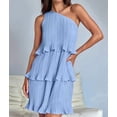 thumbnail image 5 of Women'S Summer Sleeveless Mini Dress Boho One Shoulder Ruffle Tiered Layered Flowy A Line Dresses XL, 5 of 9