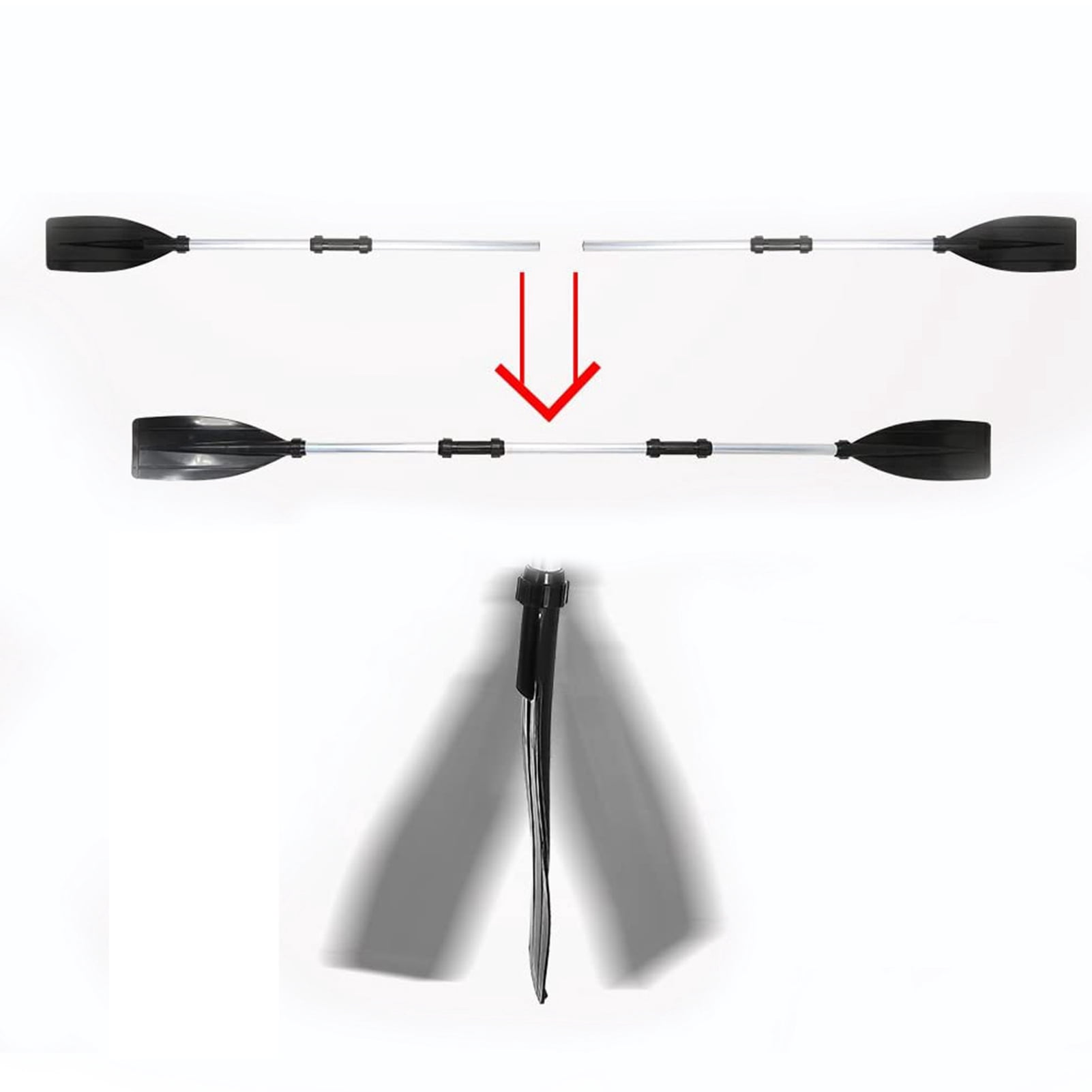 YAHHU 2-Piece Aluminium Alloy Detachable Lightweight Kayak Paddles Boat Oars with Ribbed Blades 49.6 inches / 126 cm