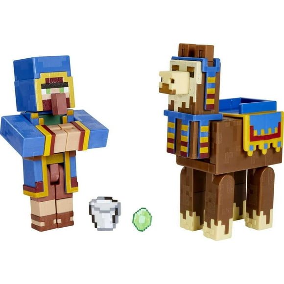 Minecraft Wandering Trader & Llama Action Figures & Accessories 2-Pack, 3.25-in Scale Toy Set