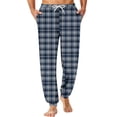 thumbnail image 2 of gzxflxpge Men's Casual Plaid Pants Comfortable Soft Drawstring Elastic Waist Pajama Pants Trendy Loose Fit Sweatpants with Pockets Blue S, 2 of 7