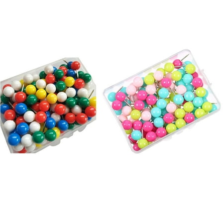 

HomeCozy 100Pcs Multi-Color Map Push Pins Round Head with Stainless Point Multi-Color Thumbnail Design Map Push Pins