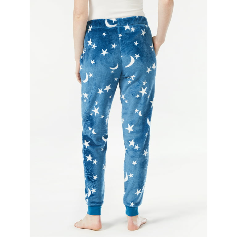 Insomniax Women's Blue Star Printed Velour Thermal Pajama Pants Size M