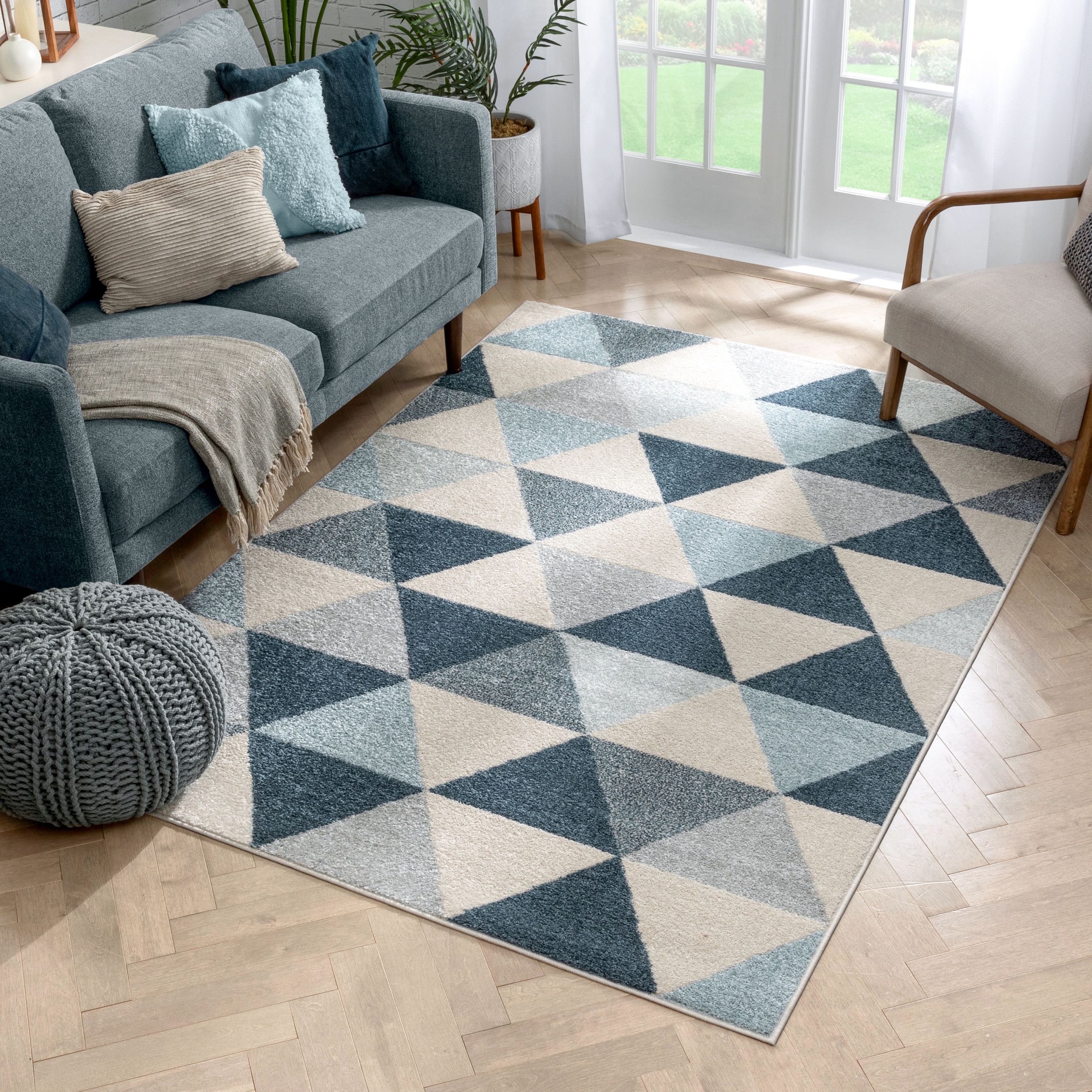 Well Woven Mystic Alvin Mid-Century Modern Geometric Trellis Dark Blue 5'3" x 7'3" Area Rug