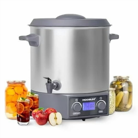MOOSUM 27 QT Electric Water Bath Canner, Digital LCD Display with Timer & Temp Control, Includes Canning Rack & Lid, Auto Keep-Warm & Overheat Protection, Stainless Steel