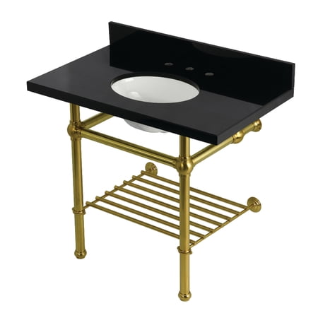 Kingston Brass KVPK3630KBB7 Templeton 36" Rectangular Brass, Granite Console Bathroom Sink