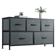 WLIVE Dresser with 5 Drawers, Dressers for Bedroom, Fabric Storage Tower, Hallway, Entryway, Closets, Charcoal Gray