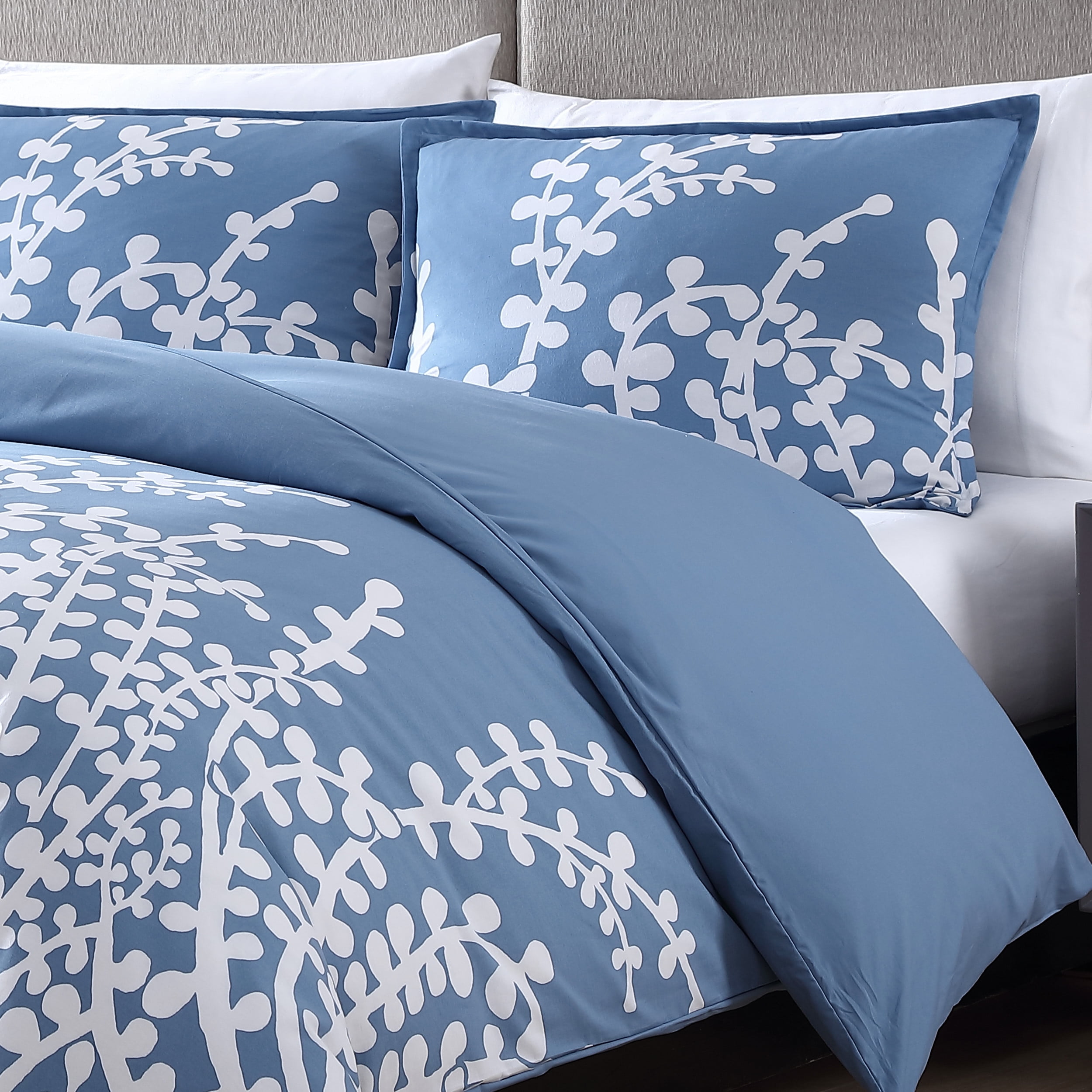 City Scene Branches French Blue Duvet Cover Set, Full/Queen