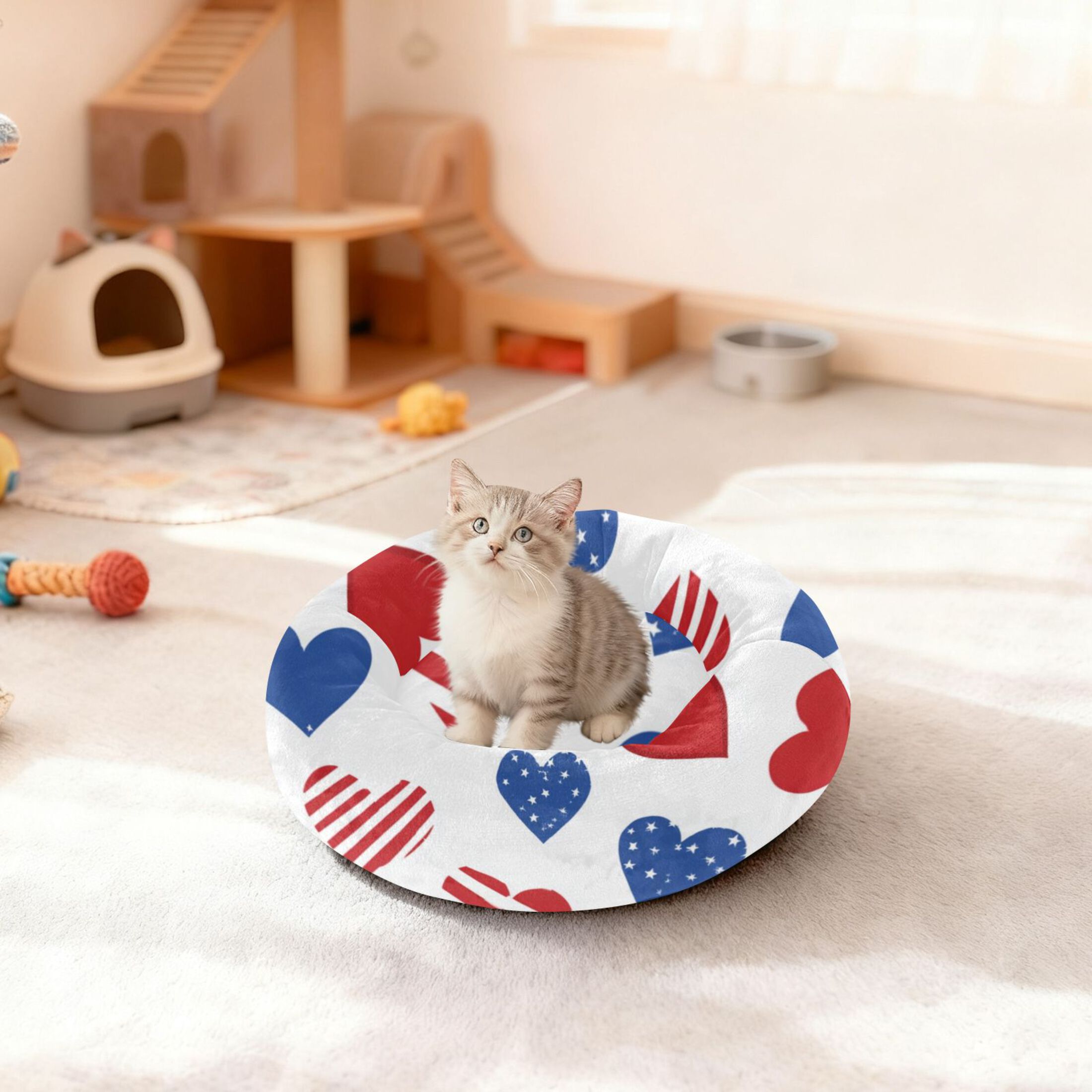 Pet Bed Pet Mat Cozy Removable & Washable Comfort For Cats And Dogs 2d Pattern Of Hearts
