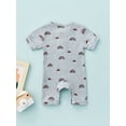 thumbnail image 4 of Franhais Baby Boy Girls Summer Jumpsuit Casual Button Round Neck Rainbow Print Toddler Short Sleeve Romper, 4 of 9