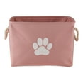 thumbnail image 2 of Contemporary Home Living 17.5" Pink and White Rectangular Large Lattice Paw Pet Storage Bin, 2 of 5