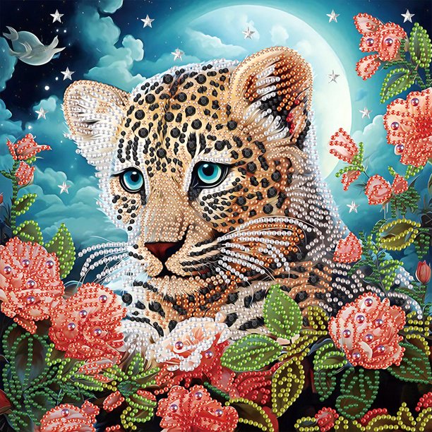 Kit Con Forma Especial Parcial DIY 5D Leopardo 30x30cm