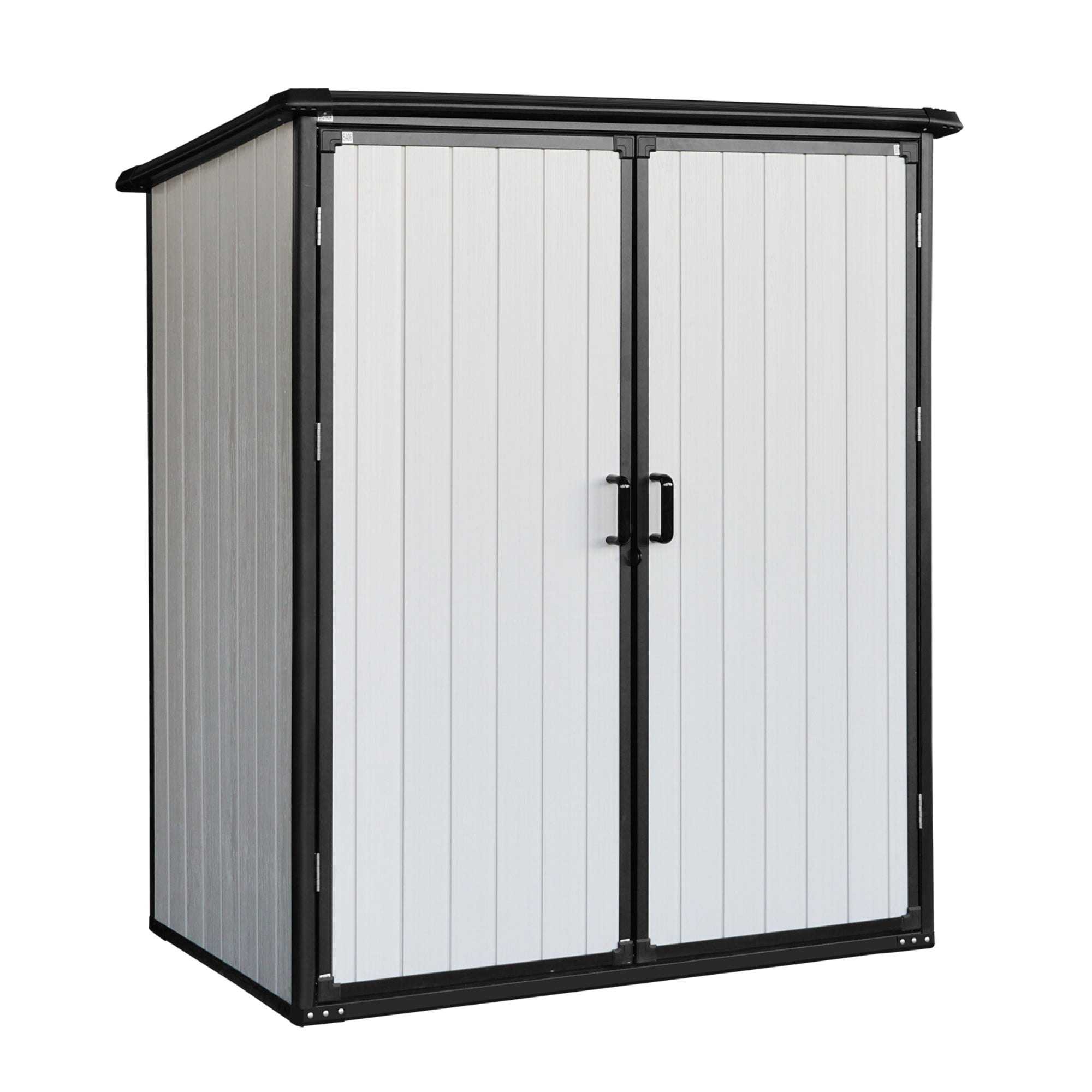 JXXRZ 5x3FT Waterproof Resin Storage Shed, Outdoor Storage Shed Lockable for Bikes & Patio, White