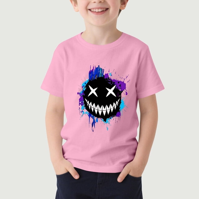 hengsof T-Shirt Graphique à Manches Courtes pour Enfants Unisexe, Motif Imprimé Mignon, Col Rond Décontracté, T-Shirt d'Été Léger pour Jouer, Haut pour 1-13 Ans