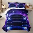 thumbnail image 2 of Castle Fairy Neon Sports Car Twin Quilt Set,Blue City Glow Twin Coverlet Set for Bedroom,Blue Black, 2 of 7