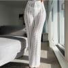 KIHOUT Pants For Women Plus Size Fashion Casual Women's Solid Full Length Hollow Out Frenum Pants Beach Pants