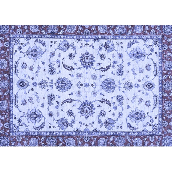 Ahgly Company Machine Washable Indoor Rectangle Oriental Blue Traditional Area Rugs, 5' x 7'