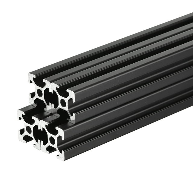 Unique Bargains 2020 T Slot Aluminum Extrusion 100mm(3.9 Inch) Black European Standard Anodized Linear Rail 4 Pcs