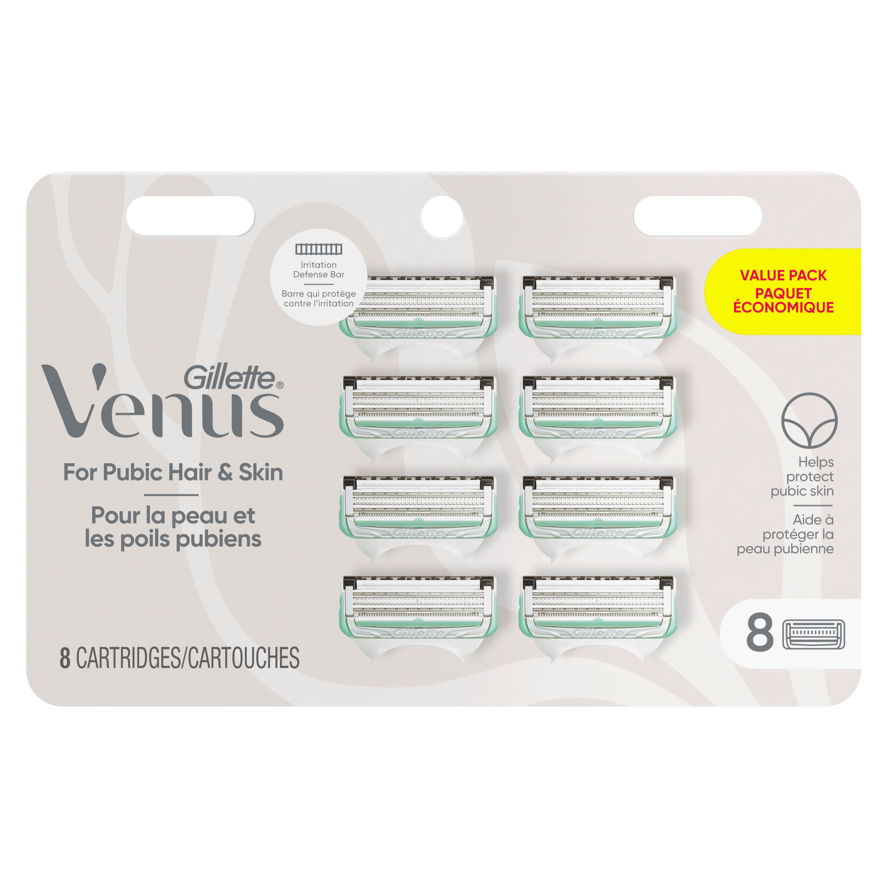 Gillette Venus for Pubic Hair and Skin, Women's Razor Blades, 8 Refills