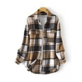 thumbnail image 4 of LUXUR Ladies Lapel Neck Tunic Shirt Single Breasted Work Blouse Khaki M, 4 of 8