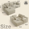 thumbnail image 3 of 105" Left-Facing Modular Cloud Sectional Sofa with L-Shape Chaise, Soft Corduroy Upholstery, Deep Seat Design, No Assembly Required for Living Room (Beige), 3 of 10