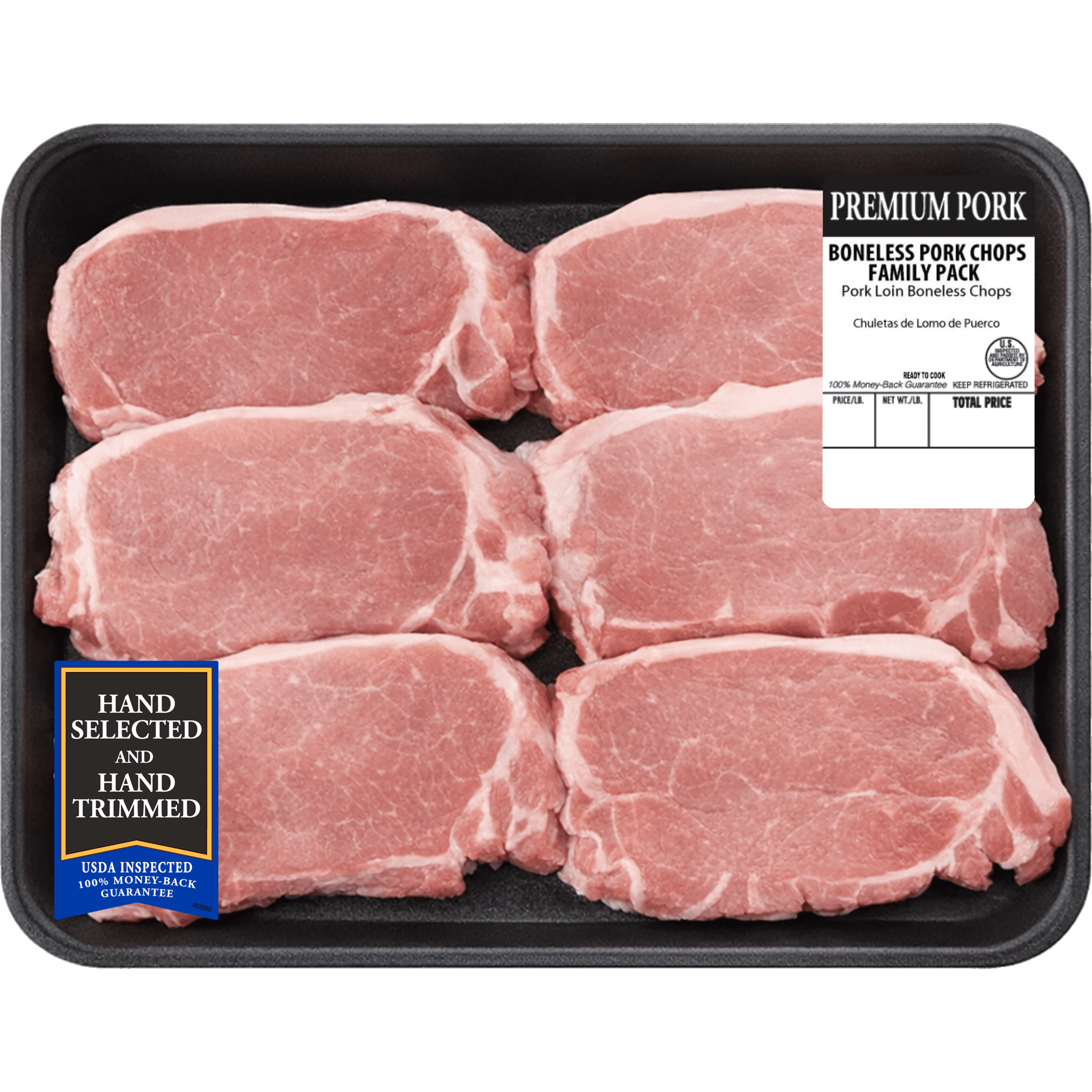 Pork Loin Chops, Boneless, Family Pack, 6 count, 1.56 - 2.93 lb Tray