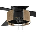 thumbnail image 4 of Kensey 52 in. Indoor Flat Black Finish Ceiling Fan w/ Integrated Aluminum & Hemp Rope Drum Light Kit, 4 of 4