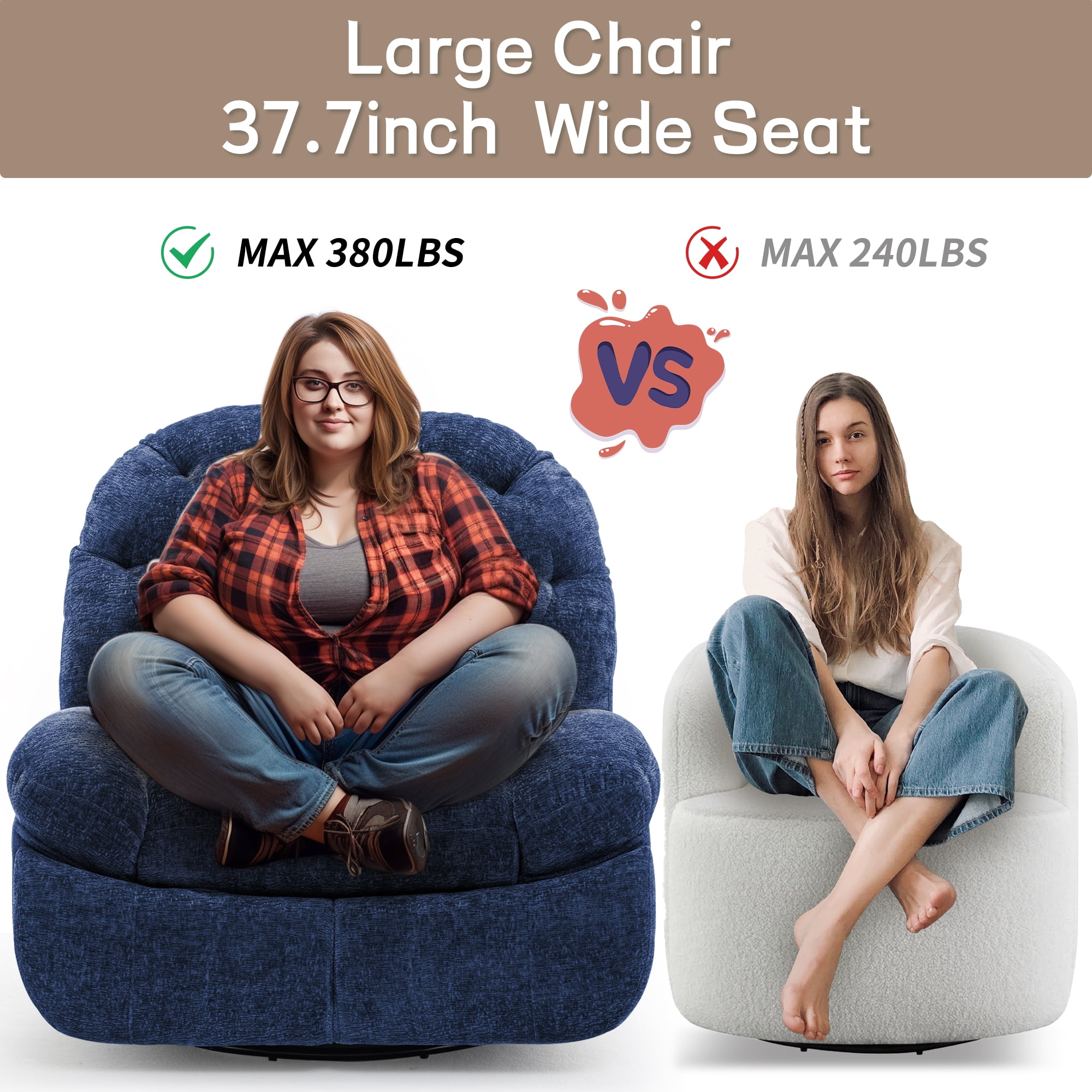 Korser Power Swivel Rocker Recliner Chair with USB Ports Chenille for Living Room,Blue