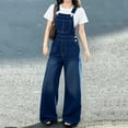 thumbnail image 2 of Shadoumai Girls Denim Overalls Washed Wide Leg Jumpsuit Casual Fashion Toddler Teen Youth Overall Pants, 2 of 7