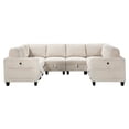 thumbnail image 5 of 8 Piece Modular Sectional Sofa with Storage Sepace, Corduroy Fabric Modern Couch with Side Pockets and Charging Ports, Large Sectional Sofa with Solid Frame for Living Room, Beige, 5 of 9