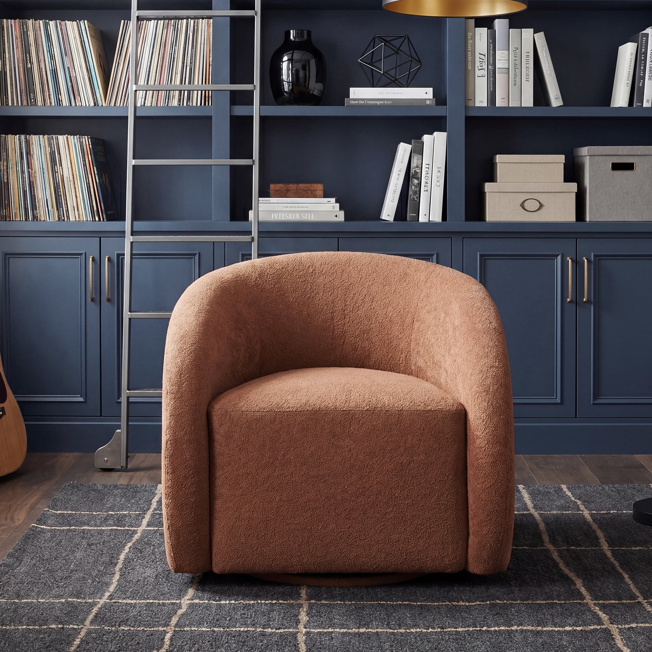 OakvillePark Lomi Contemporary Microfiber Swivel Chair, Rust
