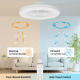 thumbnail image 2 of 22 Inch Enclosed Ceiling Fans With Lights And Remote, Updated 3 In 1 3000lm Bright LED Lighting With RGBW Multi-Color Nightlight,Dimmable, 6 Speeds, Reversiable,Flush Mount, Low Profile, 2 of 7
