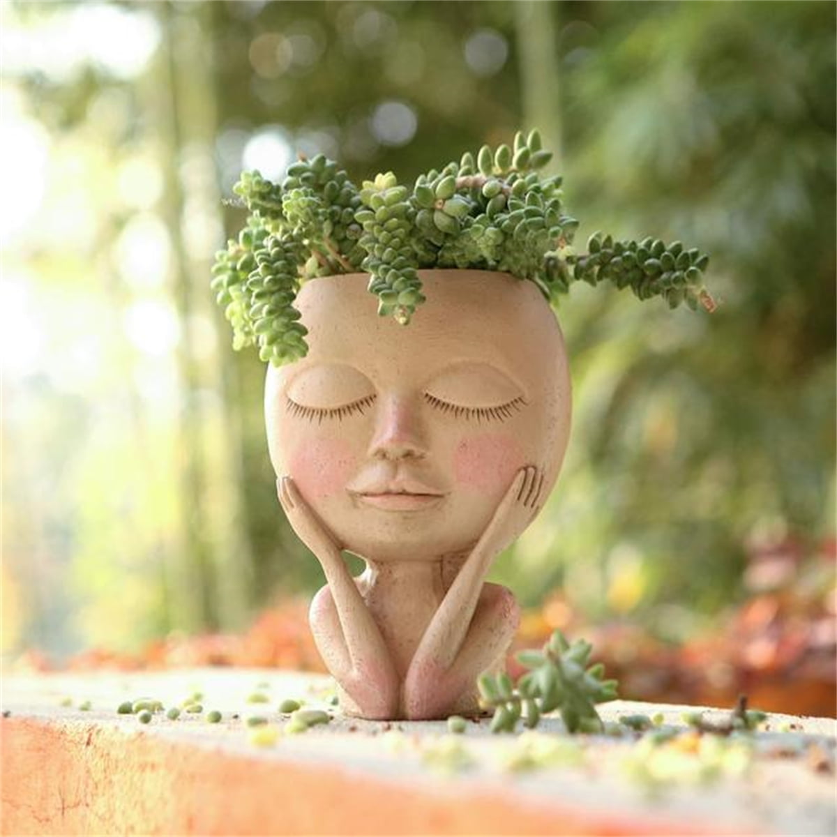Face Flower Pot Head Planter Pot, Succulent Planter Cute Resin Cactus