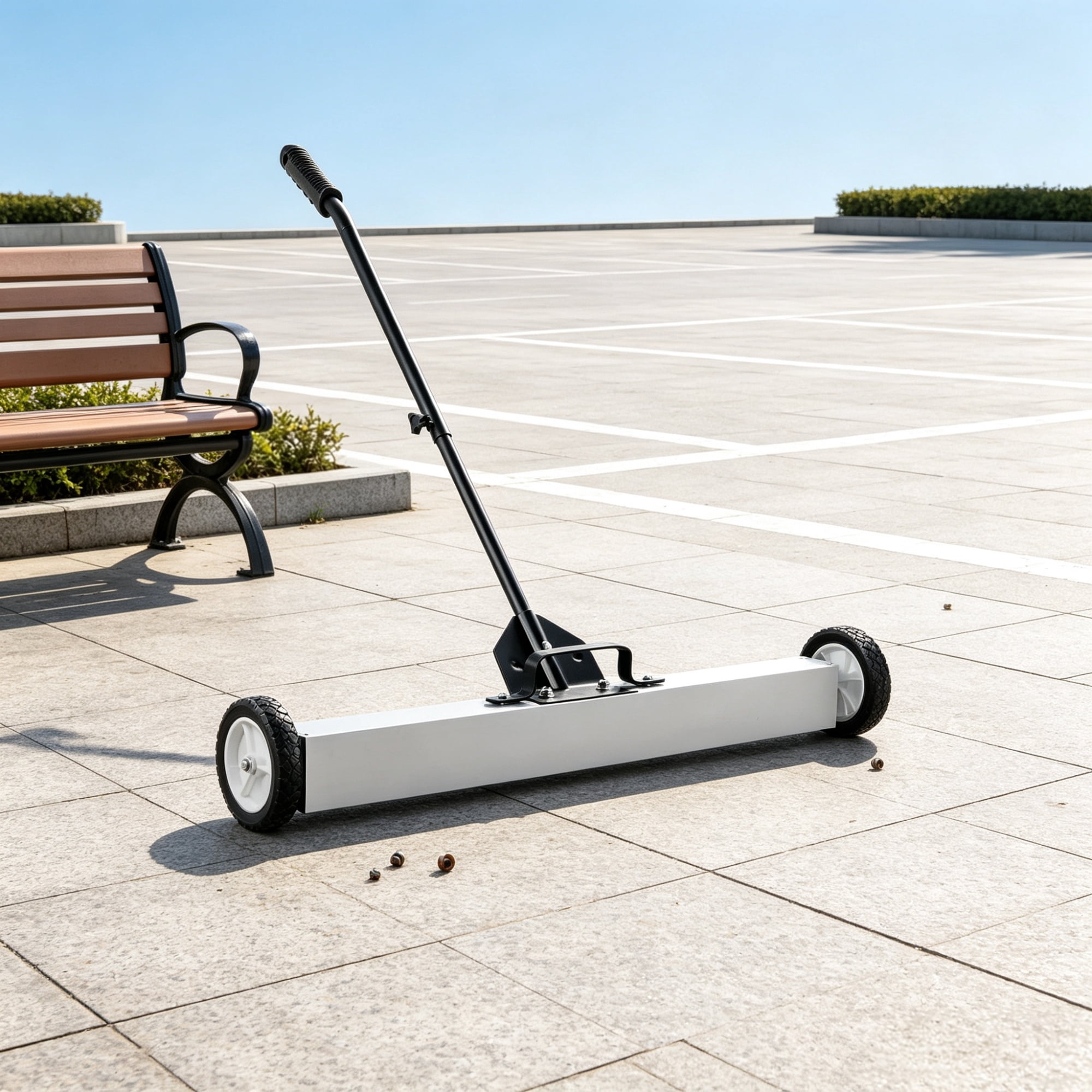 36" Magnetic Sweeper with Wheels, 55 lbs Telescoping Pickup Tool for Nails & Screws in Garage & Yard