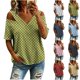 thumbnail image 1 of Neewe Women's 2026 Spring Summer Polk Dot V Neck Short Sleeve Pullover Blouse Off Shoulder T-Shirts, 1 of 6