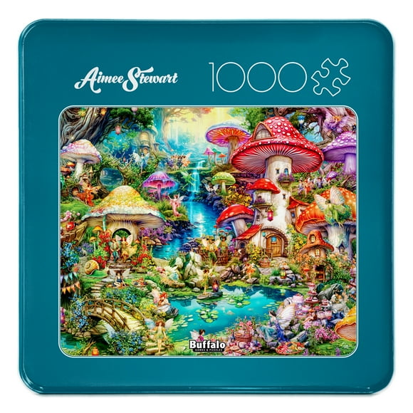 Buffalo Games Merry Mushroom Village Picnic 1000-Piece Interlocking Jigsaw Puzzle