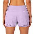 thumbnail image 6 of Women's High Waist Wide Leg Yoga Shorts with Elastic Waistband for Fitness and Tennis,Light Purple,L, 6 of 7