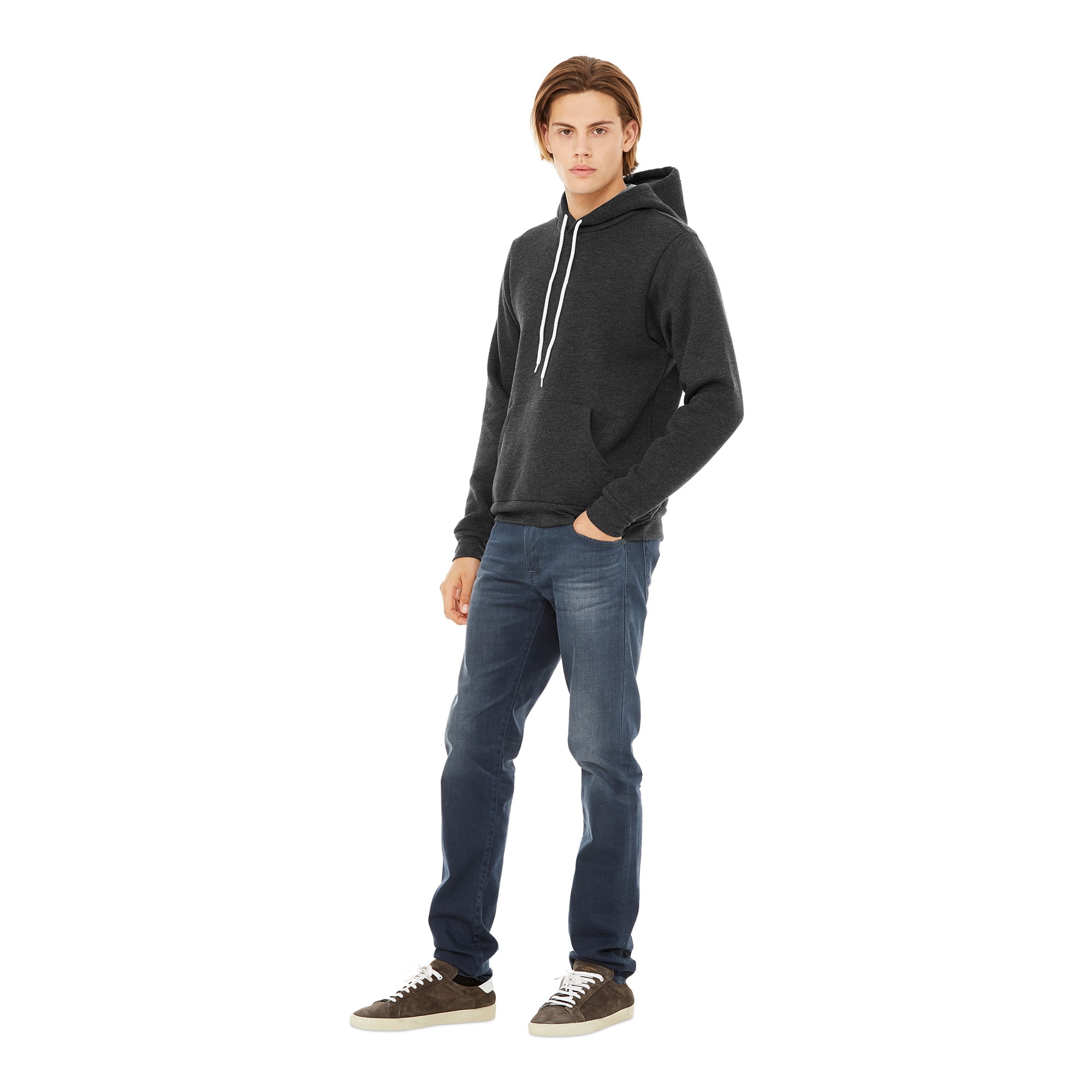 BELLA+CANVAS Adult Unisex Fleece Pullover Hoodie for Crafting, Dark Heather Grey, Small