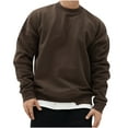 thumbnail image 2 of BXINGOHAI Casual Sweatshirt For Men Resistant Pullover Tops Basic Solid Crewneck Long Sleeve Shirts 2024 Outdoor Running Sweatshirts Today Sales Brown,L, 2 of 5