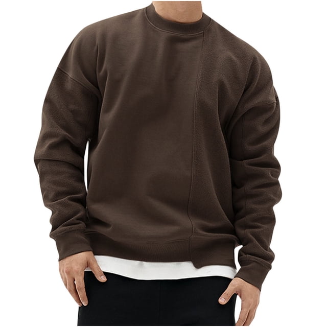 RKSTN Chandails à Capuchon pour Hommes Mode d'Automne Chandail Doux Décontracté Patchwork Mode Col Rond Chandail Chaud à Enfiler Blouse Chandail pour Hommes