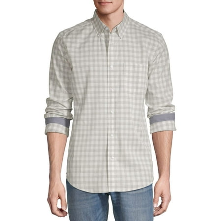 George - George Men's Classic Fit Long Sleeve Plaid Poplin Shirt, up to ...