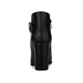 thumbnail image 2 of BLISSFUL STEP Women's Round Toe Circle Buckle Block High Heel Ankle Boots, 2 of 7