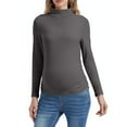 thumbnail image 5 of Qulqfy Turtleneck Long Sleeve Shirt Women Maternity Gray Plus Size Shirts Fleece Thermal Shirts for Women, 5 of 9